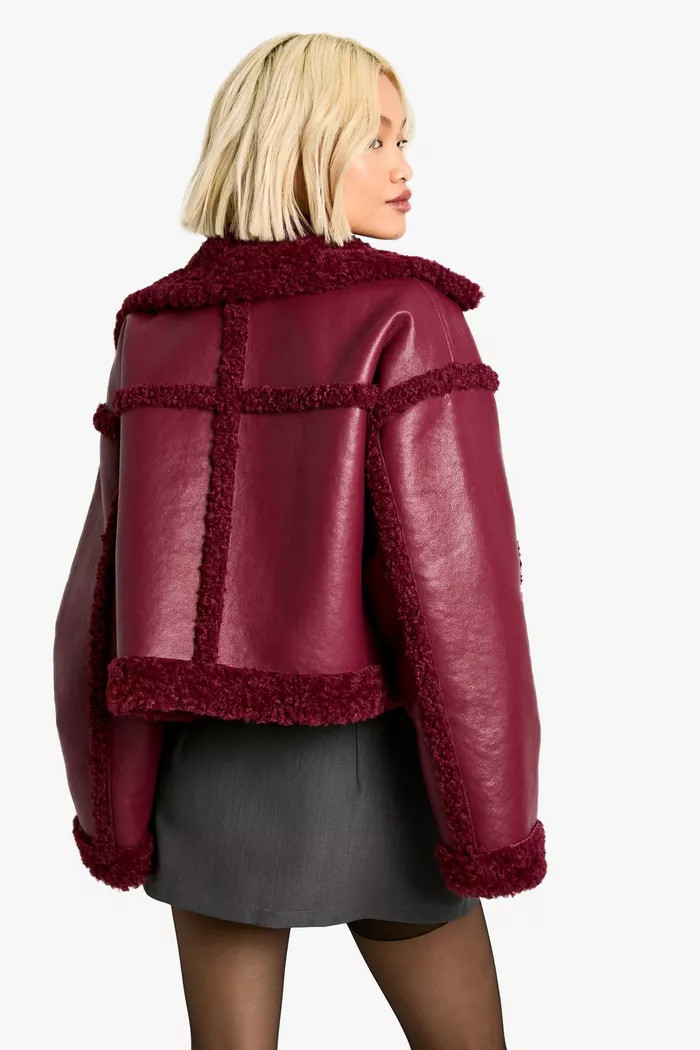 Teddy Trim Aviator Jacket | boohoo (US & Canada)