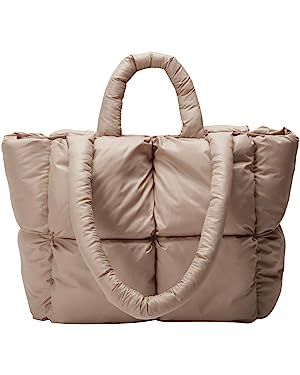 Puffer Tote Bag for Women Quilted Puffy Handbag Light Winter Down Cotton Padded Shoulder Bag Down... | Amazon (US)