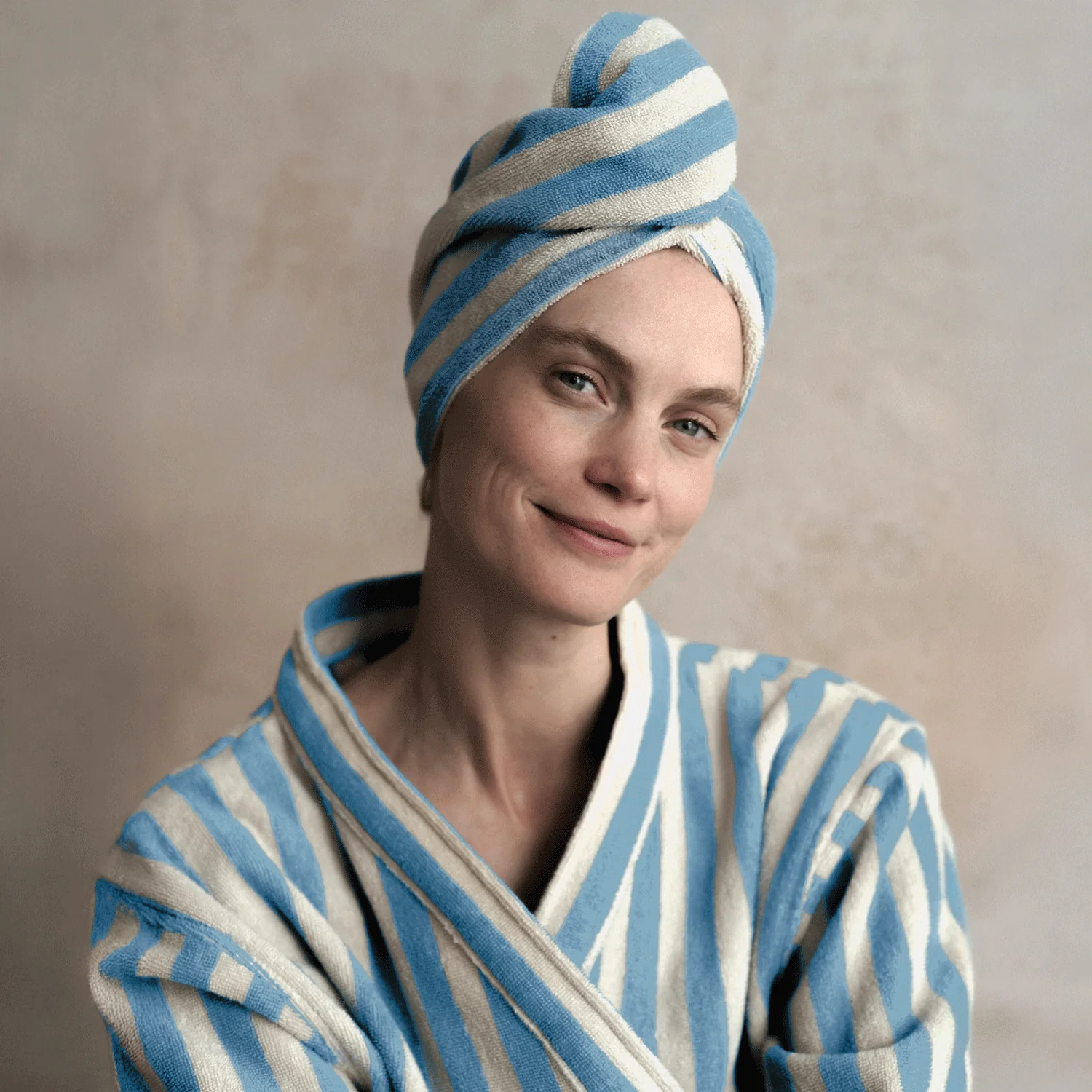 Coastal Blue Pembroke Stripe Cotton Hair Wrap | Piglet