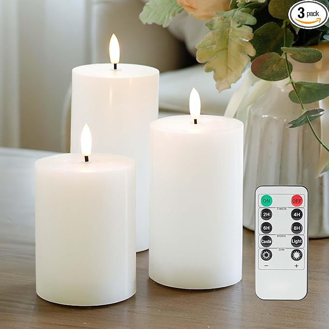 Flameless Candles with Remote - Real Wax Battery Operated LED Candles with Timer, Perfect for Hal... | Amazon (US)
