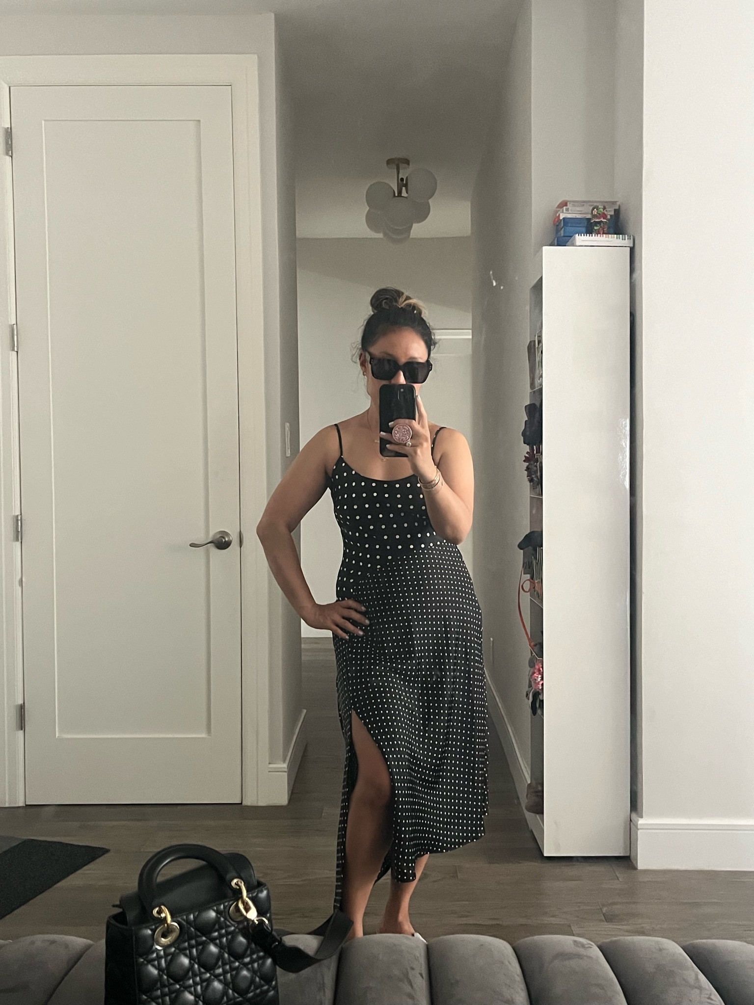 Dress. Satin slip dress. I like the polka dot print and side slit. Super comfortable. I’m wearing an xs. Under $30!

#LTKTravel #LTKShoeCrush #LTKItBag