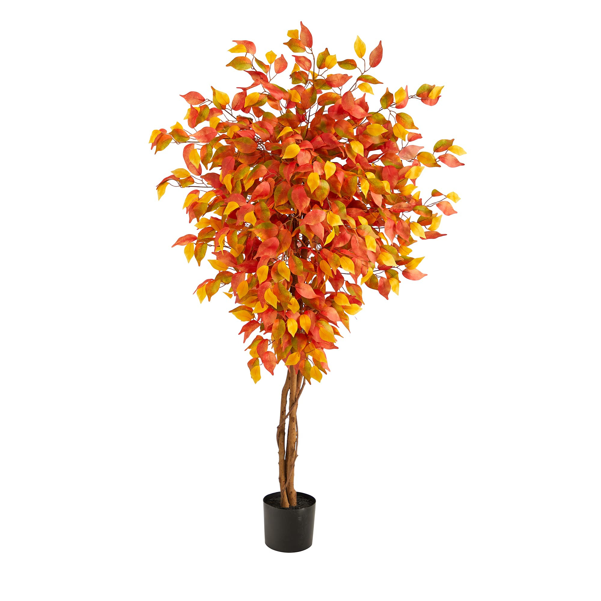 Nearly Natural 5ft. Autumn Ficus Artificial Fall Tree | Amazon (US)