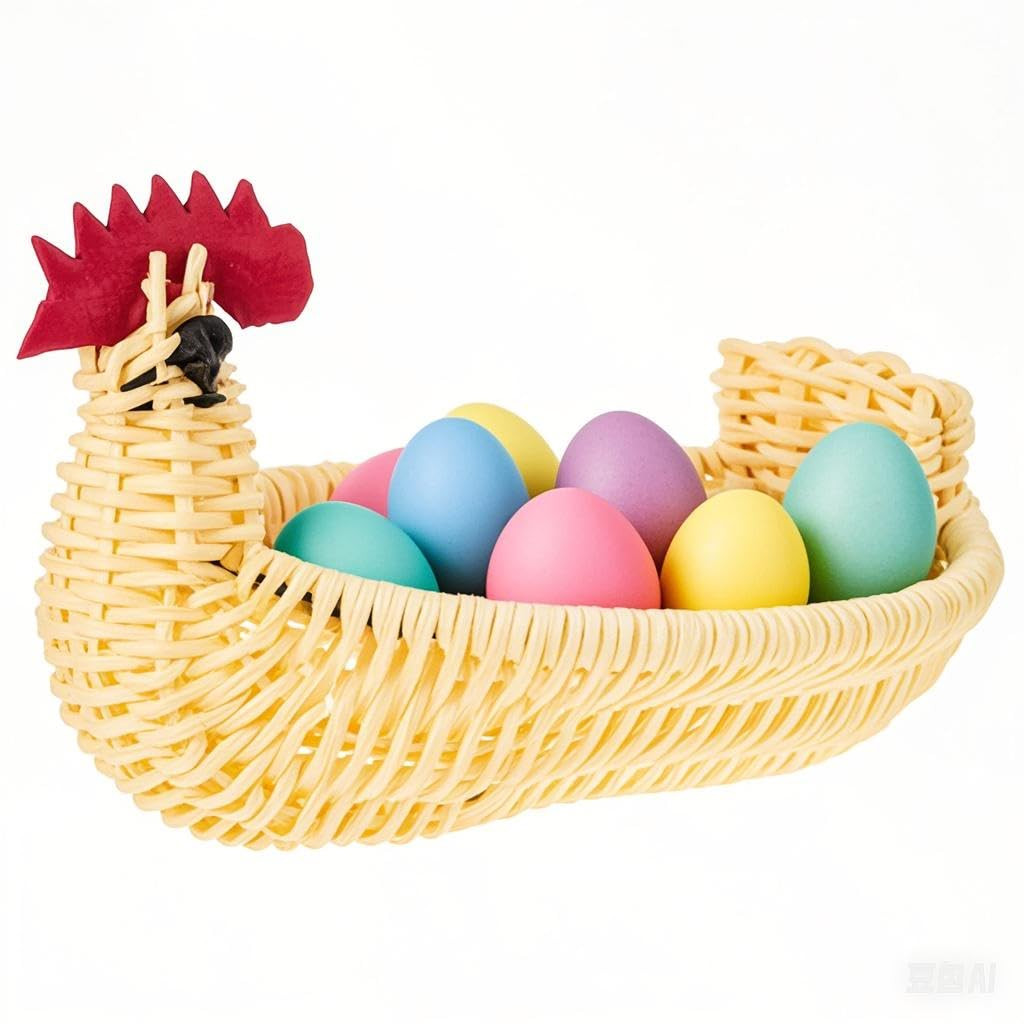 STOBAZA Easter Basket for Kids - Woven Wicker Easter Egg Storage Basket with Chicken Design Candy... | Amazon (US)