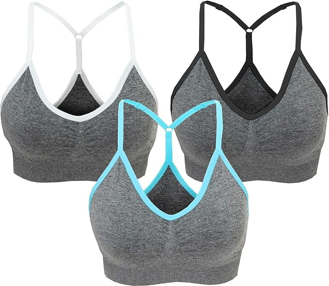 AKAMC 3 Pack Women's Medium Support Cross Back Wirefree Removable Cups Yoga Sport Bra | Amazon (US)