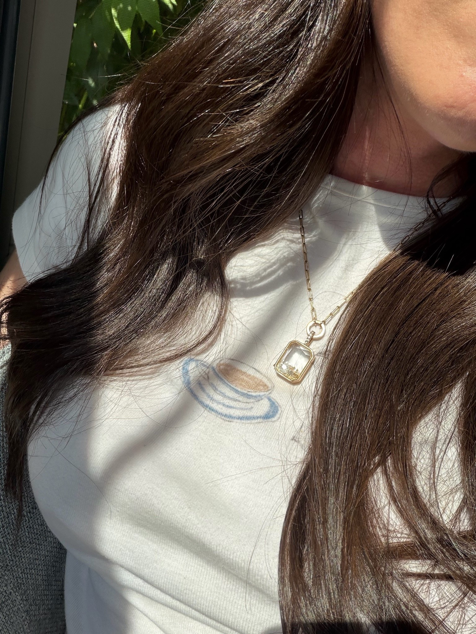 Glass box necklace and chain