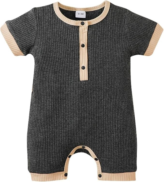 Newborn Baby Boy Girl Romper Clothes Infant Solid Ribbed Onesie Bodysuit Jumpsuit Outfits | Amazon (US)