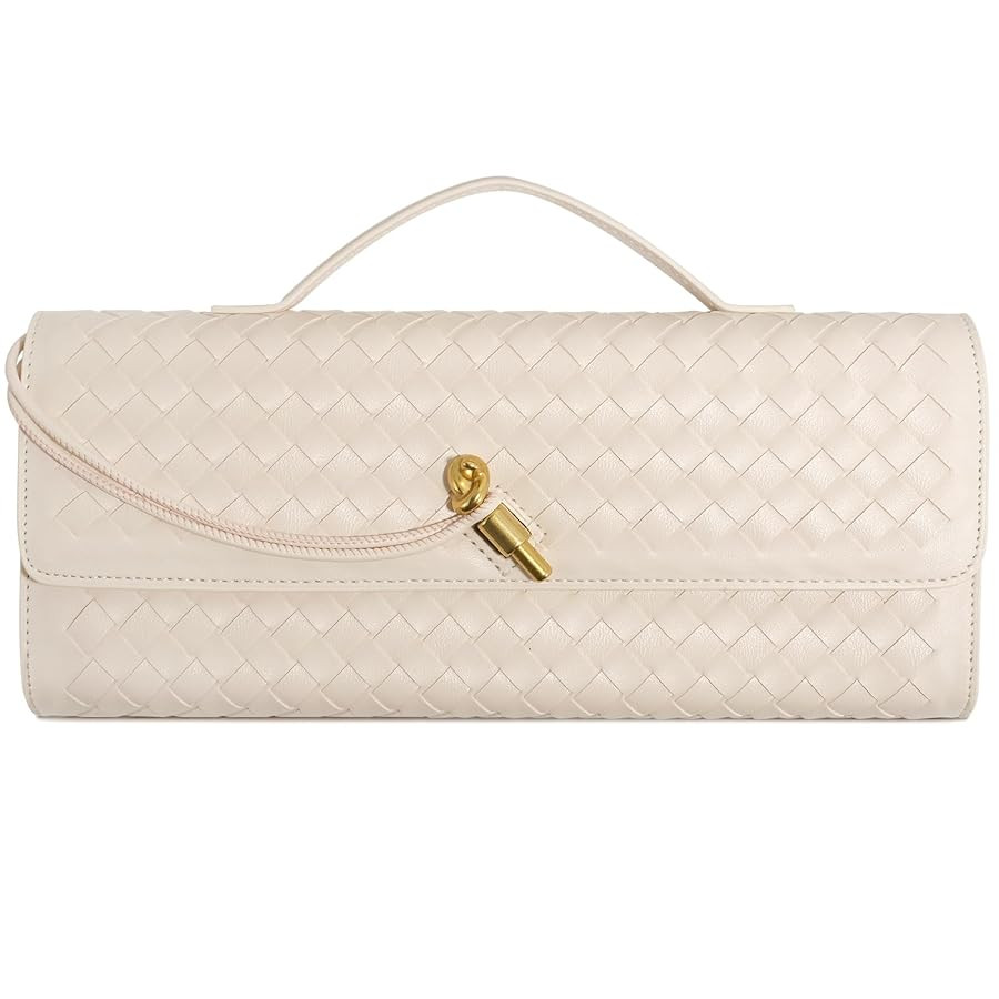 Woven Clutch Purses for Women, Formal Satchel Leather Evening Bag Shoulder Handbag | Amazon (US)