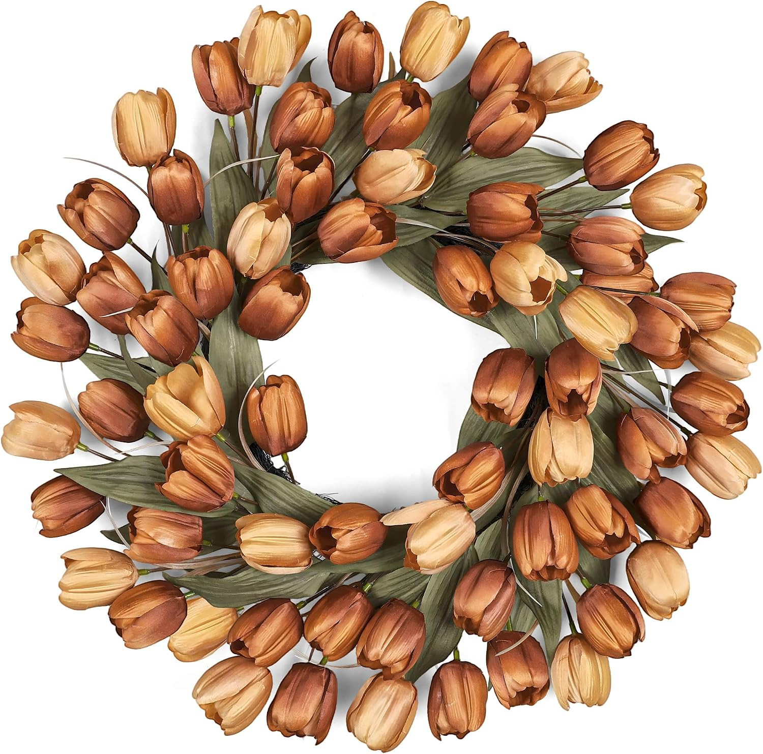 24" Tulip Fall Wreath for Front Door Real Touch Fade-Resistant | Amazon (US)