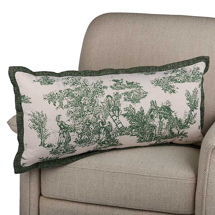 New! Green Toile Pattern Lumbar Pillow | Kirklands
