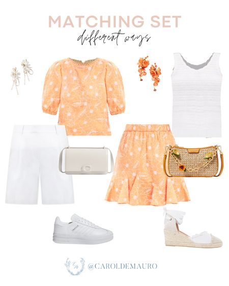 Brighten up your wardrobe with this cute orange floral blouse and skirt matching set! You can also wear them with white shorts and white tank top for more casual summer days! 
#outfitinspo #summerfashion #capsulewardrobe #transitionalstyle

#LTKSeasonal #LTKShoeCrush #LTKStyleTip