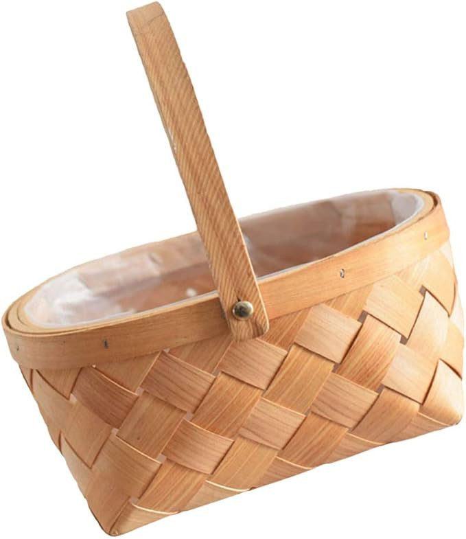 Rattan Wicker Easter Basket Wood with Handles for Easter Fall Decor Picnics Gardening Parties Wed... | Amazon (US)