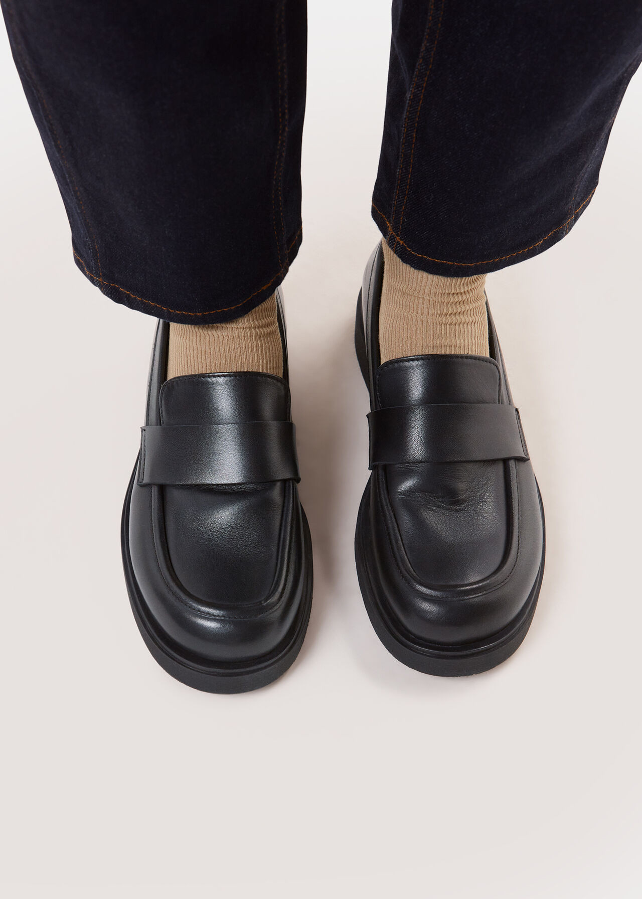 Women's Black Leather Chunky Loafers | Whistles UK | | Whistles