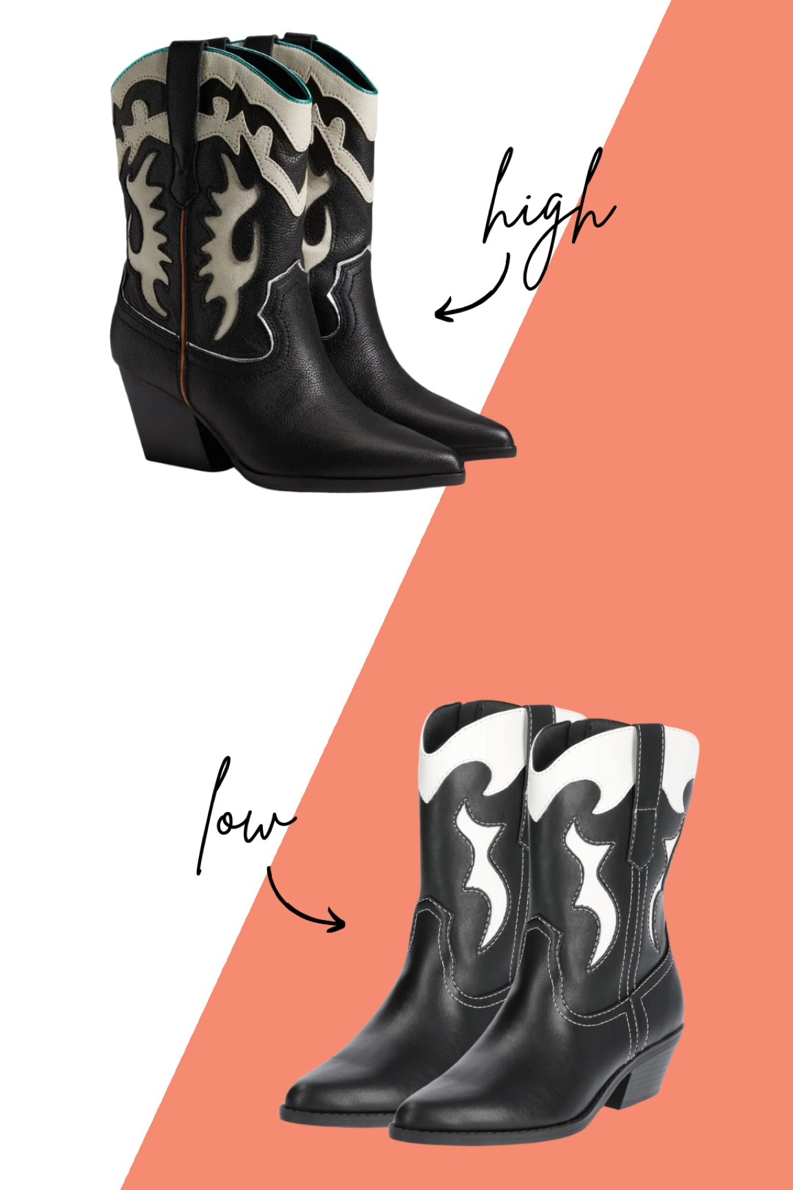 Black and white cowboy boots. Walmart find. 

#LTKFallSale