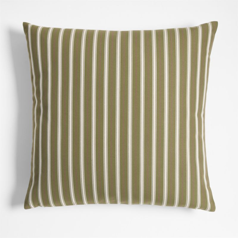 Forne 23"x23" Dark Parsnip Green Stripe Outdoor Throw Pillow by Jake Arnold | Crate & Barrel | Crate & Barrel