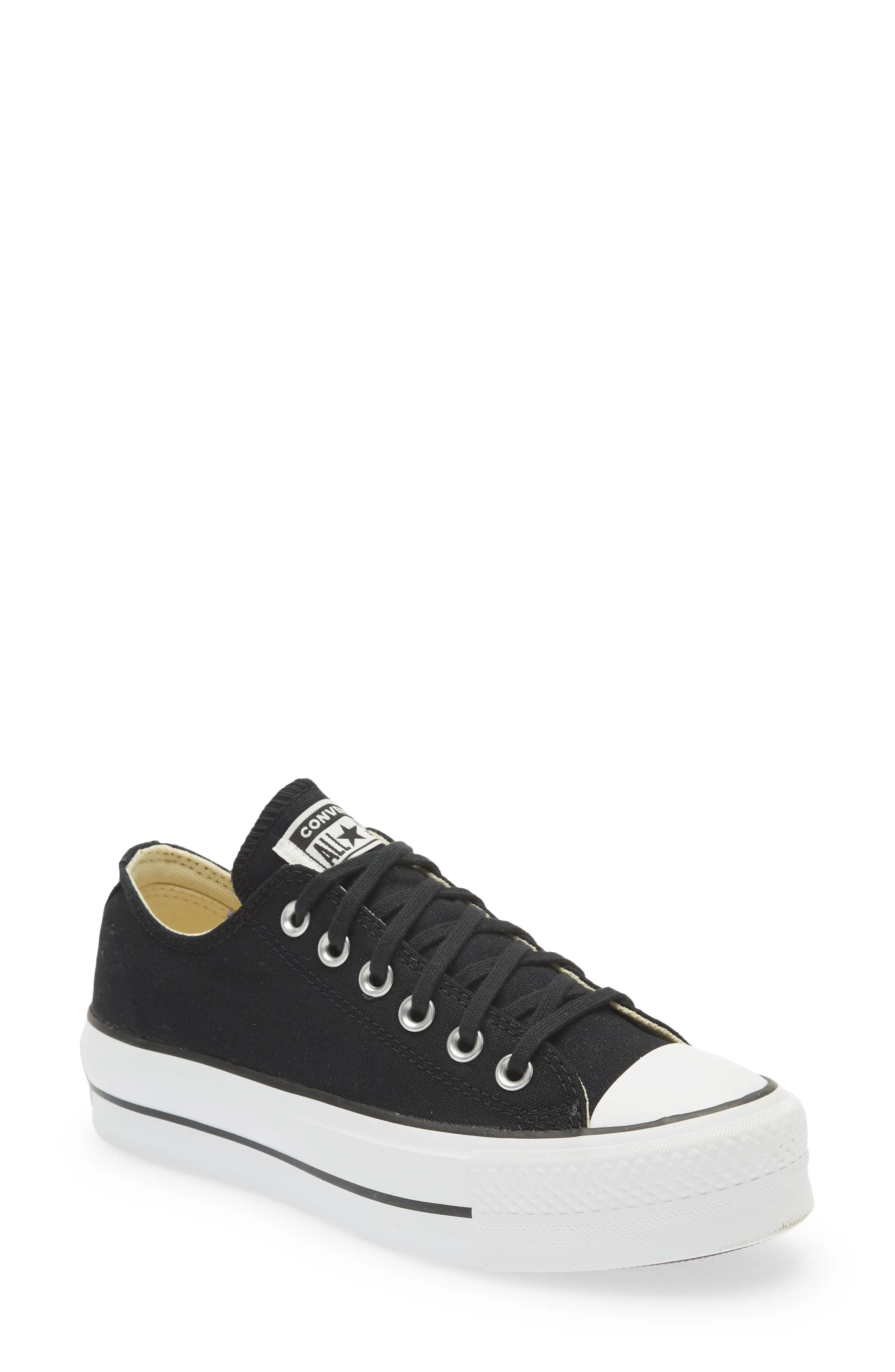 Converse Chuck Taylor(R) All Star(R) Low Top Platform Sneaker in Black/White/White at Nordstrom, Siz | Nordstrom