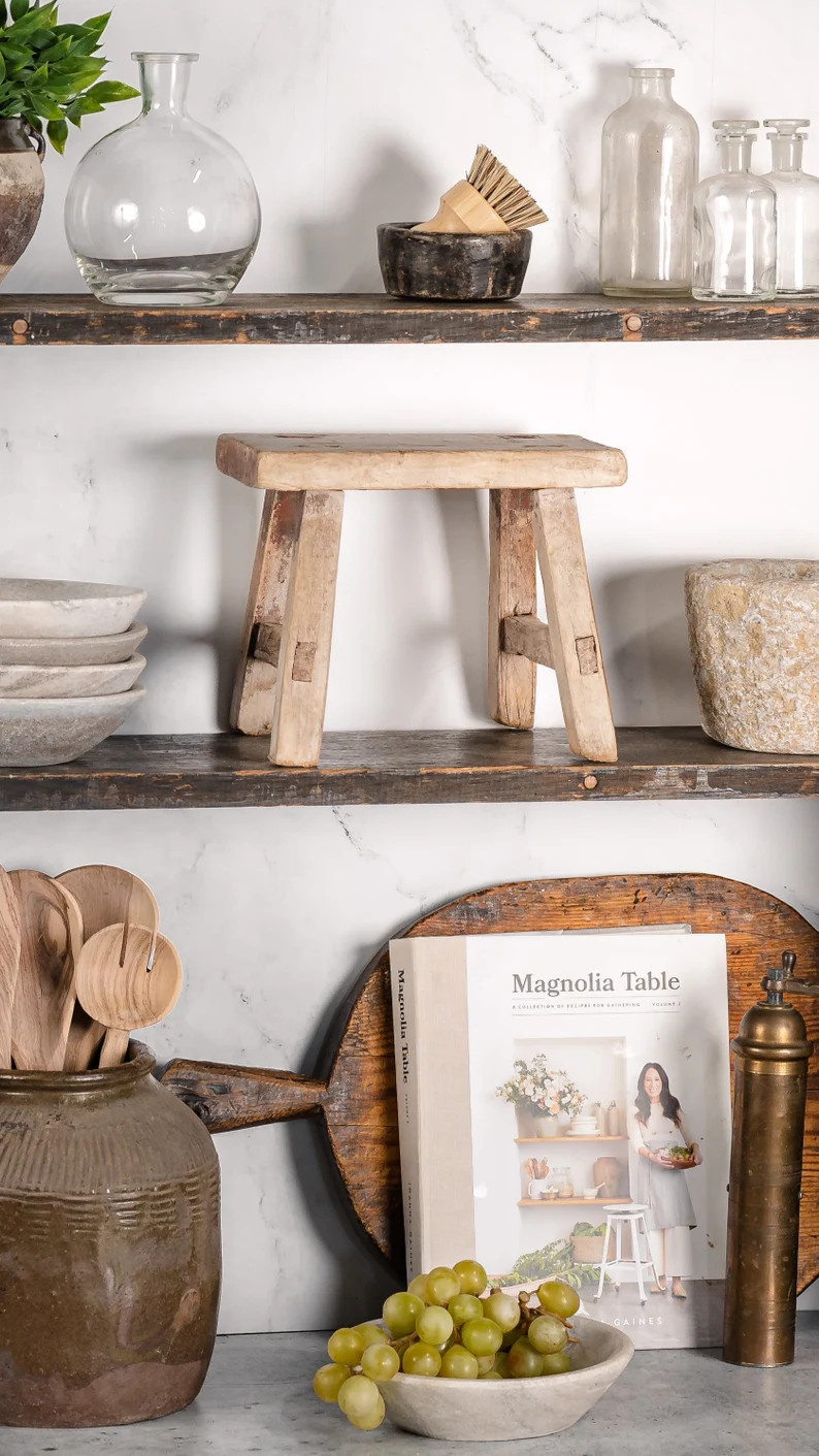 Wooden Stool Vintage Riser Display Rustic Elm Bench Wood Riser Stand (Free Shipping) | Etsy (US)