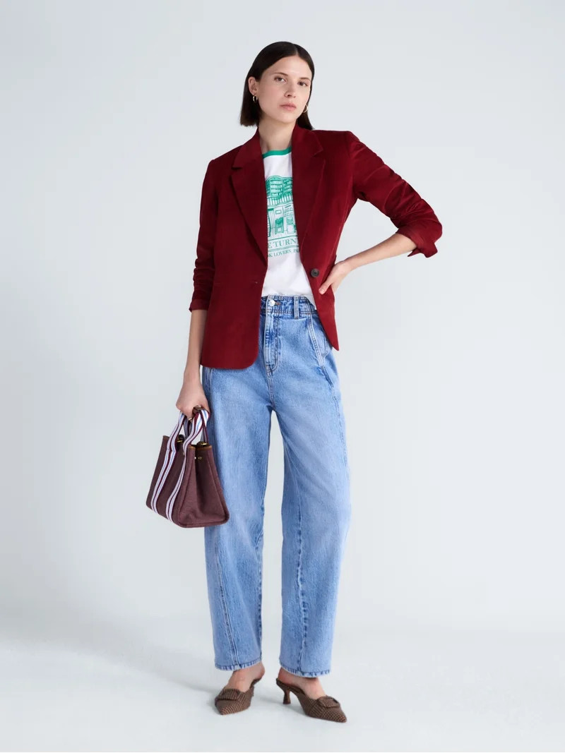 Free Assembly Women's and Women's Plus The Belmont Single Breasted Corduroy Blazer, Sizes XS-4X | Walmart (US)