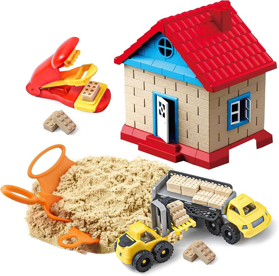 Sand Play Set,Construction Sensory Bin with Moldable Self-Sticking Play Sand for Kids, Sensory Bu... | Amazon (US)