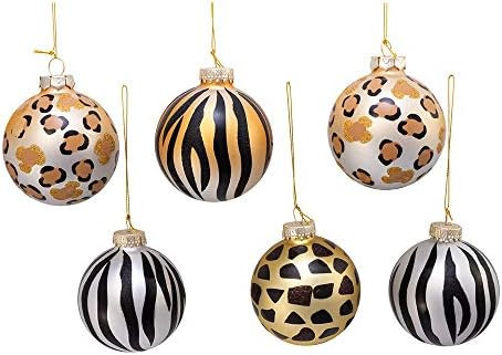 Kurt S. Adler Kurt Adler 80MM Gold, Silver and Black Animal Glass Ball, 6 Piece Box Ornament, Mul... | Amazon (US)