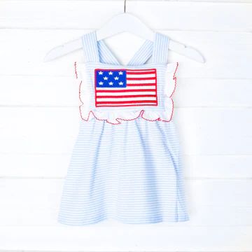 Light Blue Stripe Knit Flag Dress | Classic Whimsy