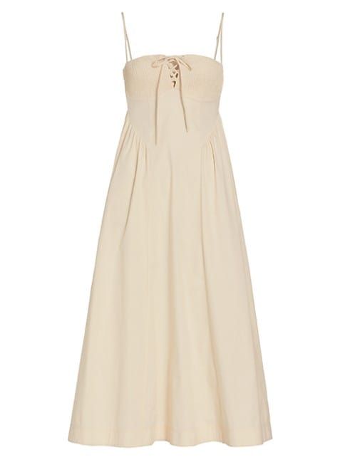 Fifi Open-Back Cotton-Blend Midi-Dress | Saks Fifth Avenue