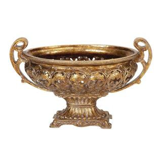 Litton Lane Gold Resin Traditional Decorative Bowl 49871 - The Home Depot | The Home Depot