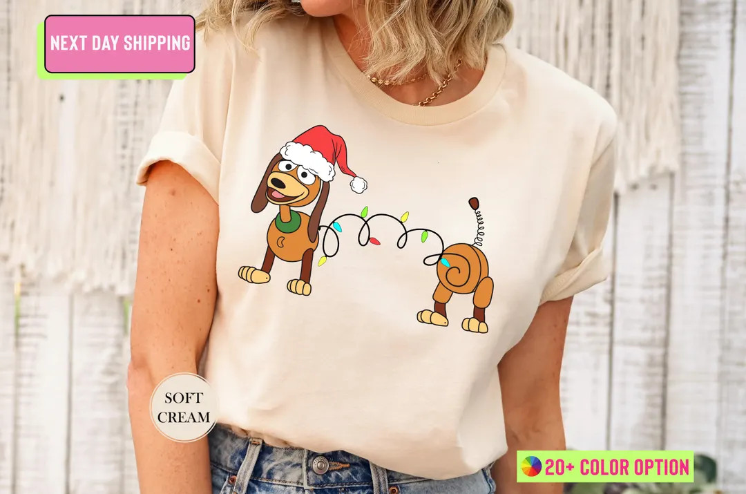 Toy Story Slinky Dog Christmas Shirt, Disney X-mas Holiday Shirt, Christmas Light Dog Shirt, Disn... | Etsy (US)