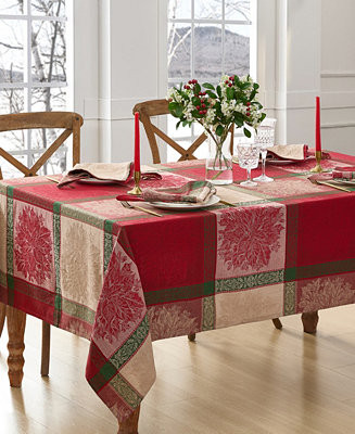 Prestige Poinsettia Jacquard Rectangle Tablecloth, 70"x 52" | Macy's