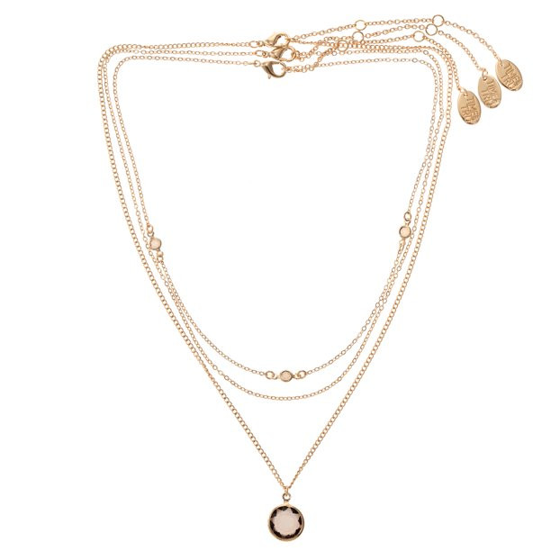 Time and Tru Womens Layered Gold Tone Pendant Necklace Set, 3 Pieces - Walmart.com | Walmart (US)