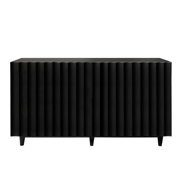 Glossy Black Lacquer Four Door Cabinet | Bellacor