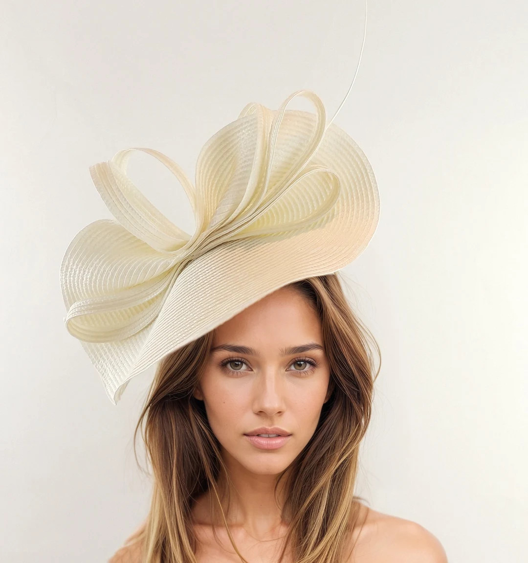 Cream Ivory Off White AScot Kentucky Derby Fascinator Hat Weddings Custom Designer Statement Hair... | Etsy (US)