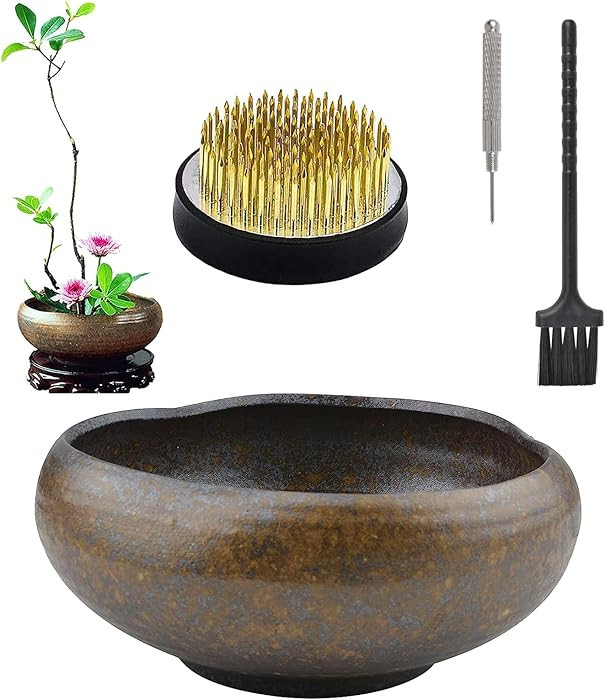 Flower Arrangement Kit, Ceramic Planter Pot with 5cm Kenzan Flower Frog Pottery Floral Arranging ... | Amazon (US)
