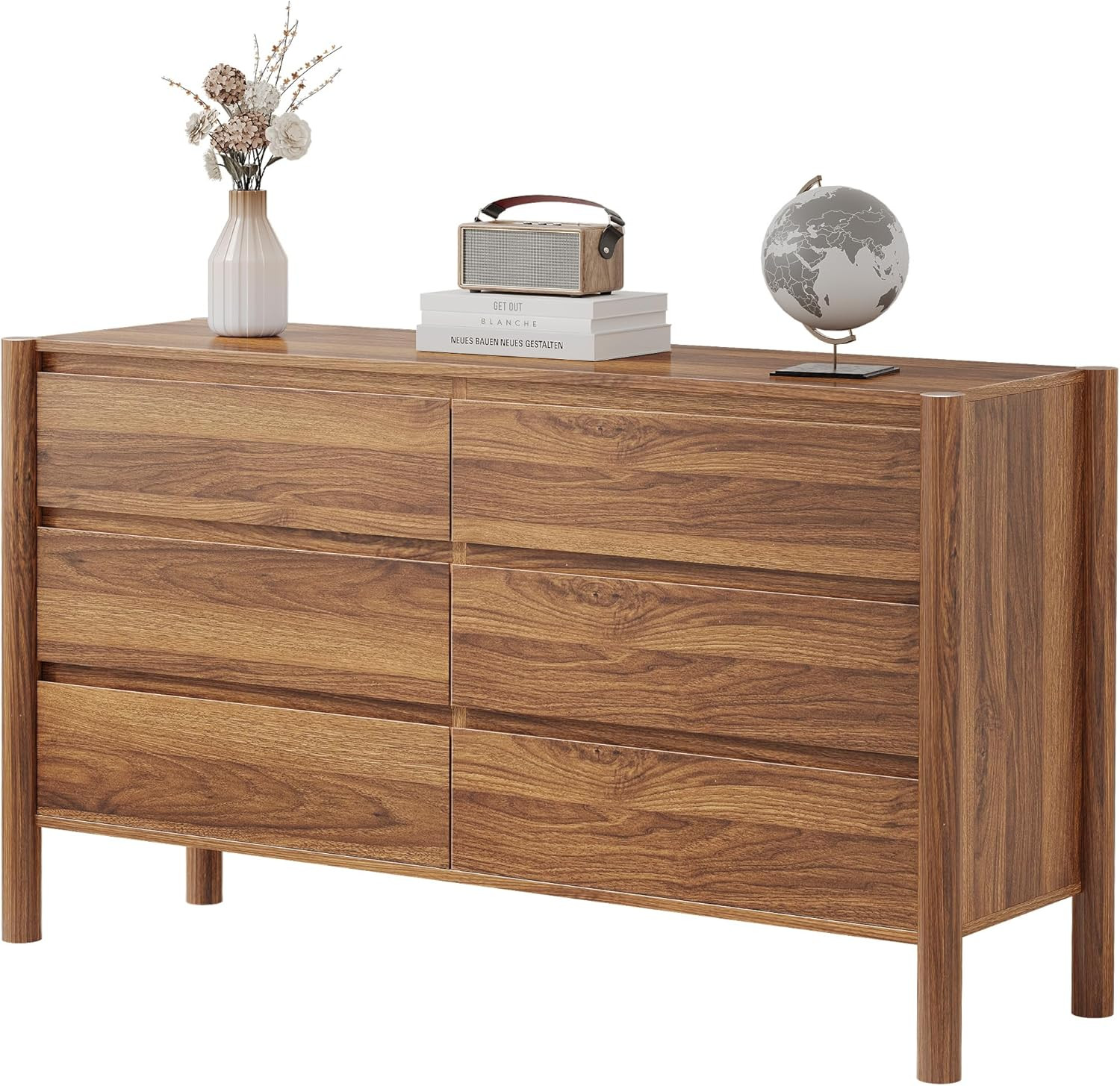 CHUWELL 6 Drawer Dresser for Bedroom, 47" Wide Mid Century Chest of Drawers with 6 Large Storage ... | Amazon (US)