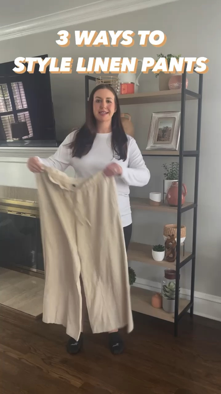 Linen pants are a summer staple! ☀️ Here are 3 effortlessly cool ways to style them: 

🦋 Casual day of running errands with a graphic t-shirt and slides 
🦋 Date night-ready with a tank, straw hat, and chunky heels
🦋 Park hangs with a baseball hat, cropped tank, and sandals 

Which look do you love the most? Let me know in the comments! 👇🏻

#momoutfit #linenpants #casualoutfit #styling #ootd

#LTKMidsize #LTKFindsUnder50 #LTKStyleTip