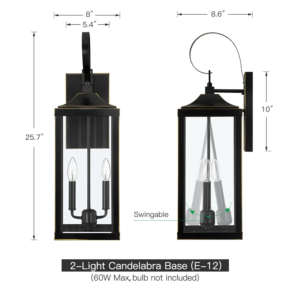 Trent Austin Design® Gaudencia 2 - Bulb 25.74'' H Outdoor Wall Lantern | Wayfair | Wayfair North America