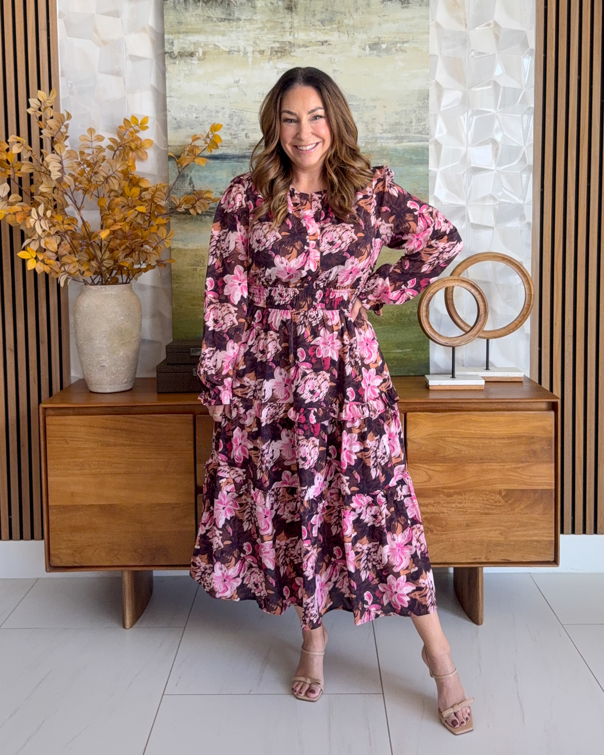 Fall Burgundy and pink midi dress great for family photos and events.  Wearing tts, large #falldress #amazonfashion

#LTKSeasonal #LTKOver40 #LTKMidsize