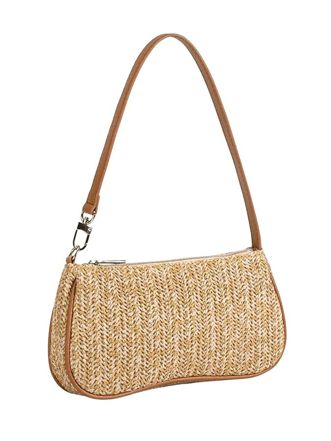 Verdusa Women's Straw Woven Shoulder Bags Zipper Underarm Handbag | Amazon (US)