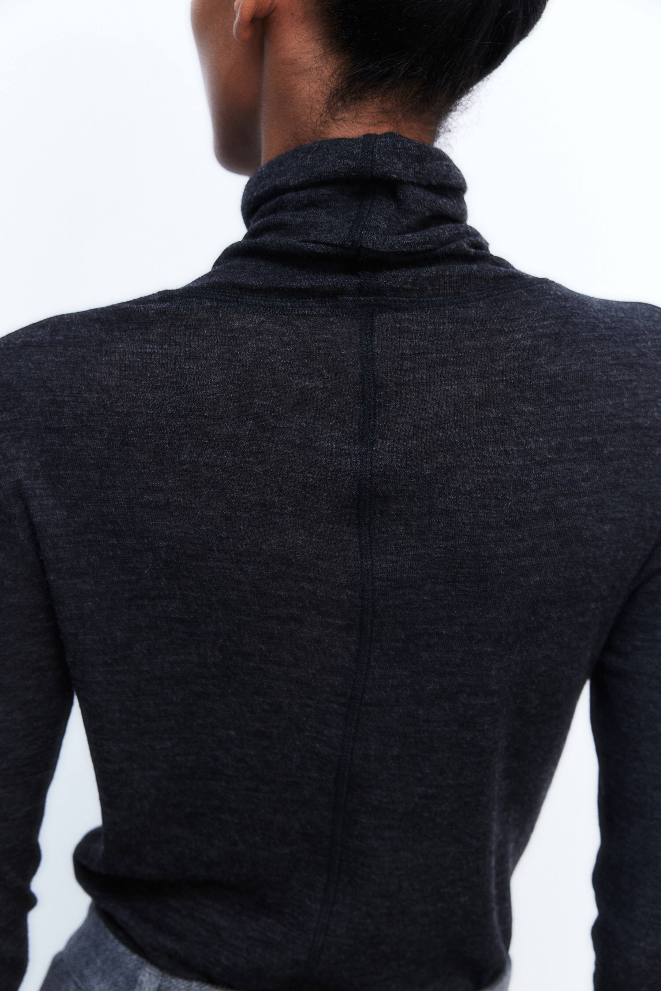 Polo-neck wool top - Dark grey marl - Ladies | H&M GB | H&M (UK, MY, IN, SG, PH, TW, HK)