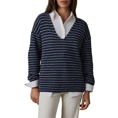 Miramar Stripe Deep V-Neck Sweater | Nordstrom