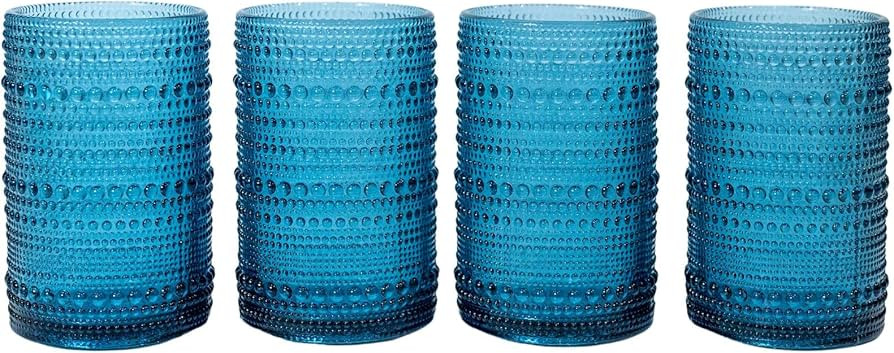 Greenline Goods Hobnail Drinking Glasses - Blue 14 oz Thick Modern Kitchen Glassware Set - Unique... | Amazon (US)