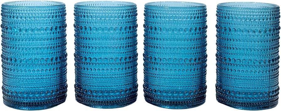 Greenline Goods Hobnail Drinking Glasses - Blue 14 oz Thick Modern Kitchen Glassware Set - Unique... | Amazon (US)