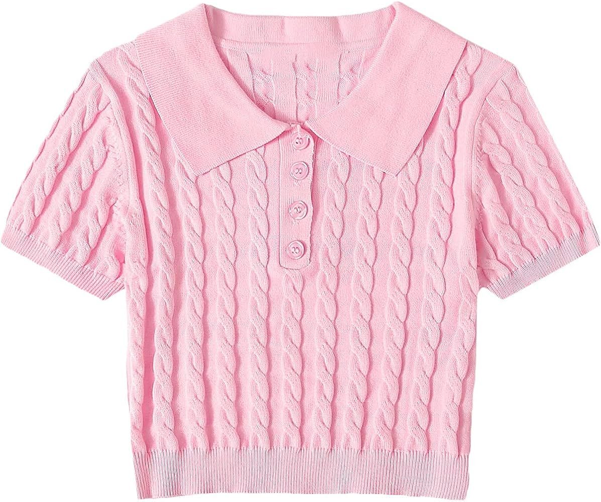 Pink Cable Knit Top | Amazon (US)