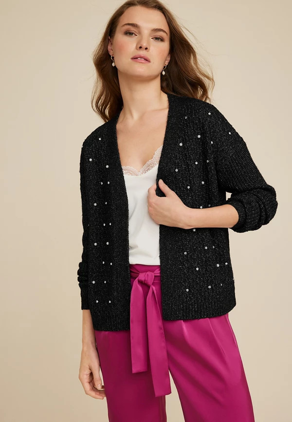 Rhinestone Embellished Cropped Cardigan | Maurices
