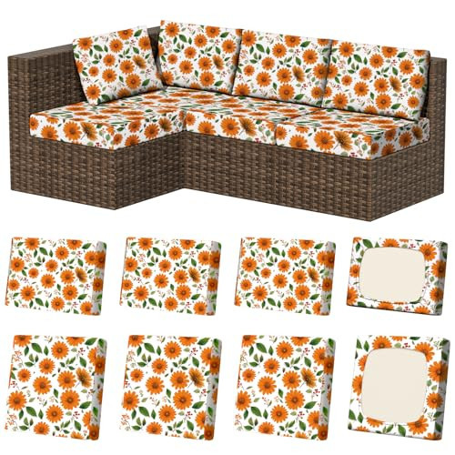 8Pcs Outdoor Cushion Covers, Stretch Patio Furniture Couch Chair Slipcovers | Amazon (US)
