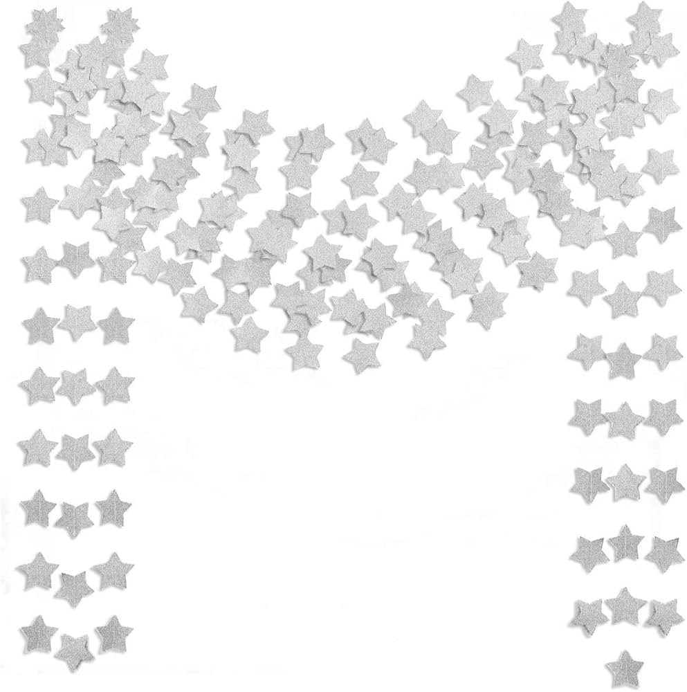 6 Pcs Glitter Silver Star Paper Garland (50 Feet), Christmas Birthday Party Decorations Sparkling... | Amazon (US)