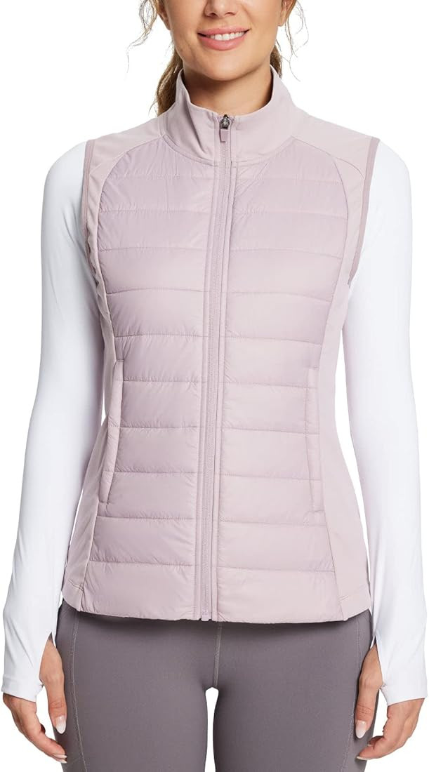 BALEAF Women's Lightweight Warm Puffer Vest Running Winter Hybrid Sleeveless Quilted Water Resist... | Amazon (US)