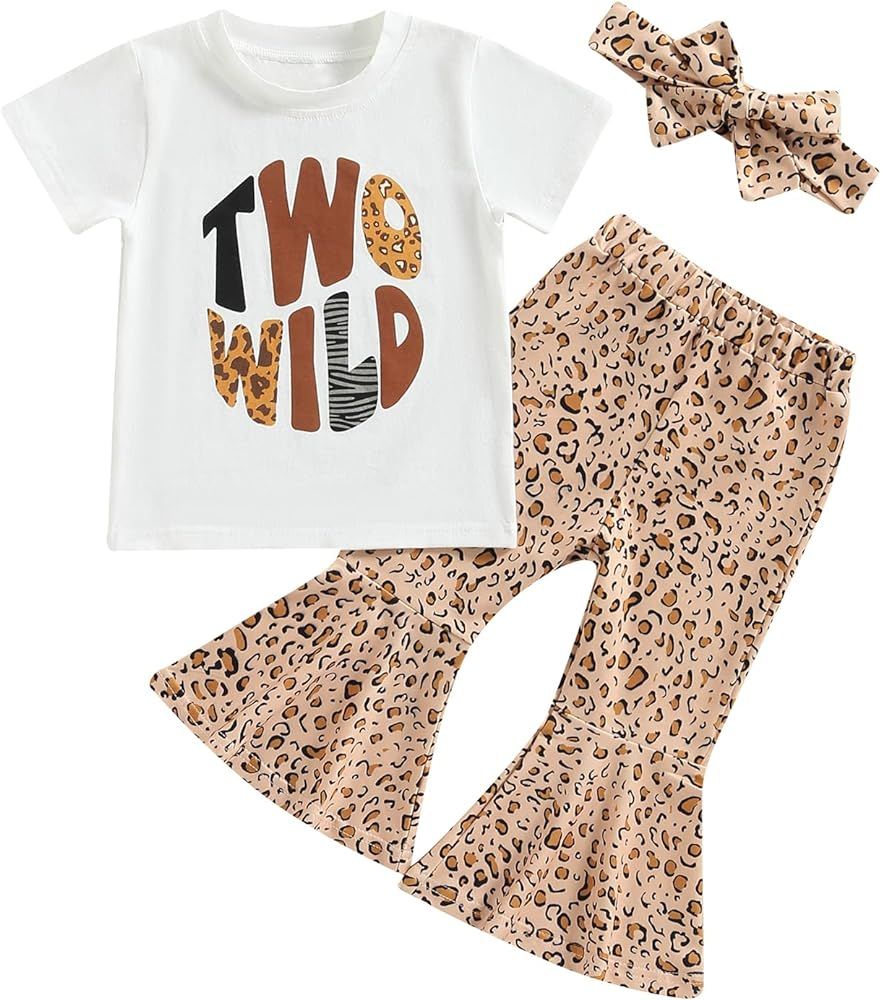 CHAUKAREAUL Toddler Girl Birthday Outfit Wild 1-5 Birthday Short Sleeve Romper Shirts Bodysuit Le... | Amazon (US)