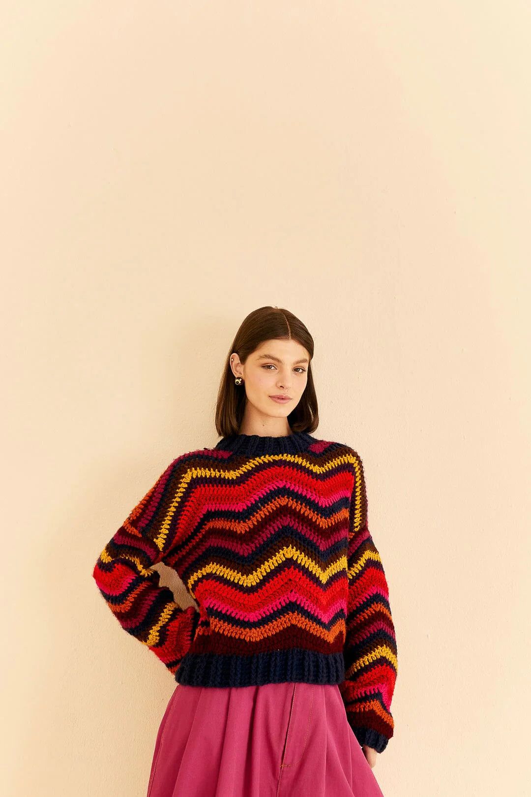 Colorful Waves Crochet Sweater | Shop BIRDIE