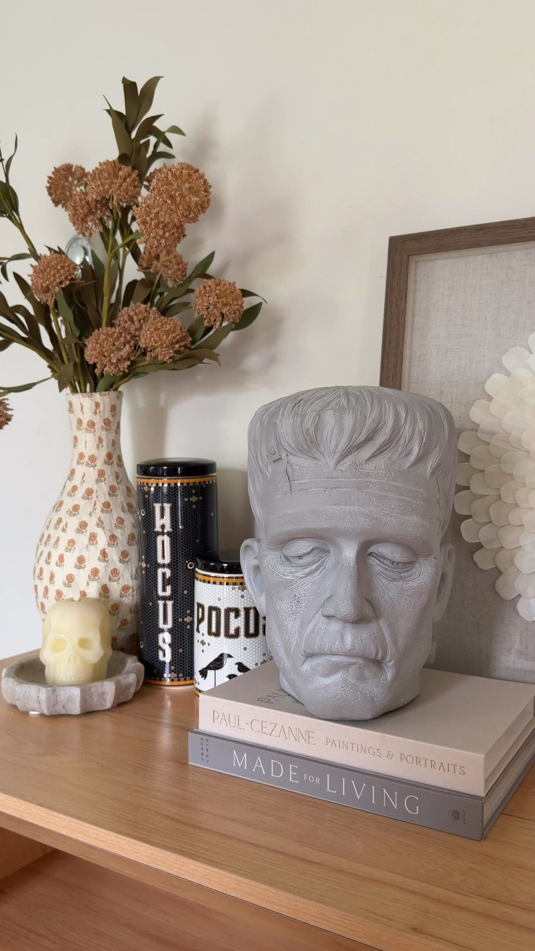 I looked everywhere for this Frankenstein head last year so I was so excited to find it online this year! It’s great for spooky or more aesthetic/neutral decor settings which is why I love it and the price is right at $20😍

#LTKSeasonal #LTKHome