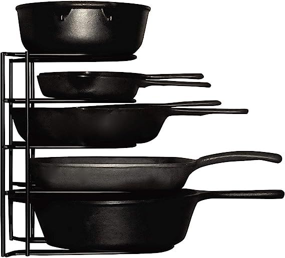 Heavy Duty Pots and Pans Organizer - For Cast Iron Skillets, Pots, Frying Pans, Lids | 5-Tier Dur... | Amazon (US)